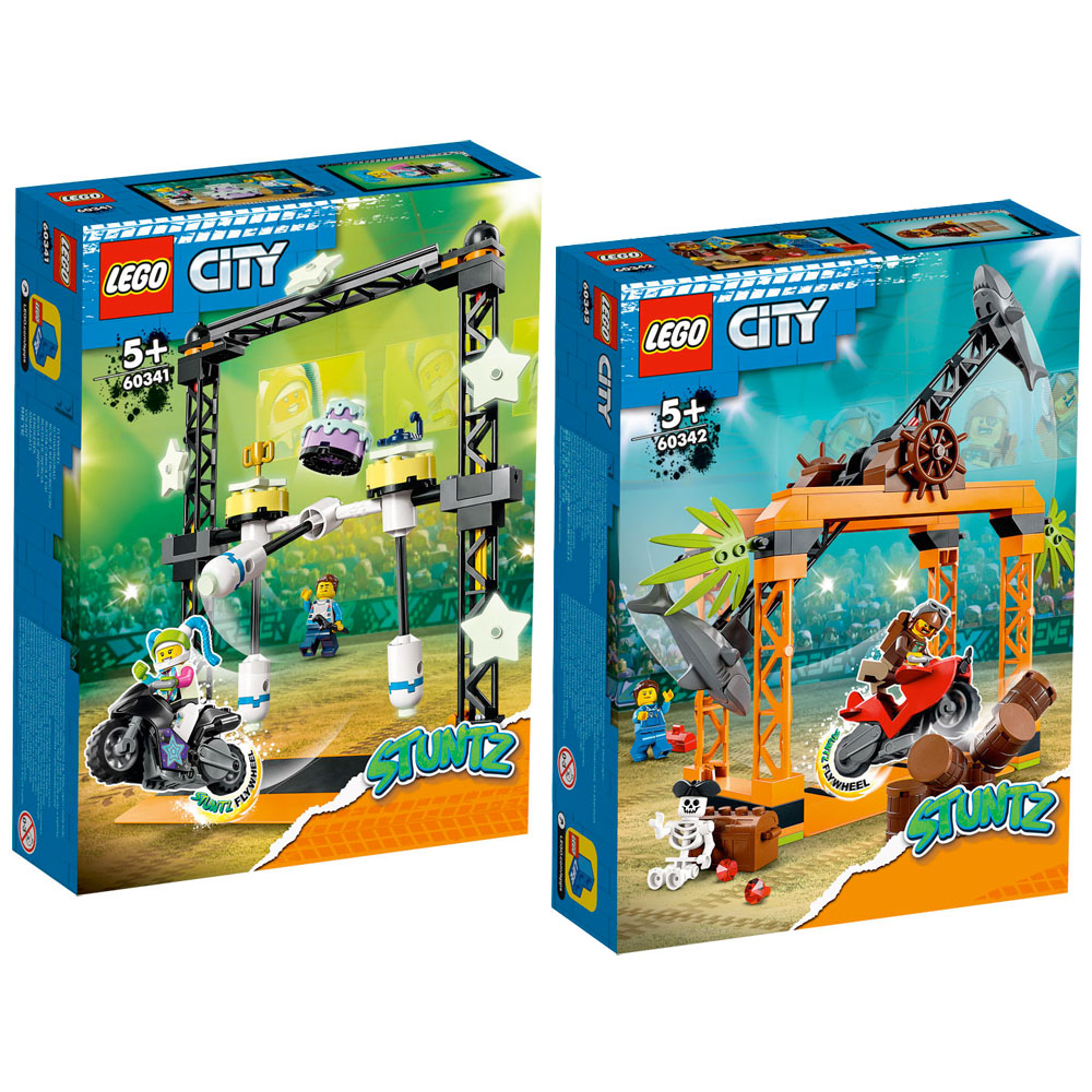 LEGO City Value Pack: 60341 The Knockdown Stunt Challenge + 60342 The Shark Attack Stunt Challenge + Gift Wrapping