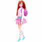 Barbie doll is too cool in school, dressed in a rad varsity jacket paired with a tiered, acid-washed, ruffled skirt and coordinating leg warmers.
