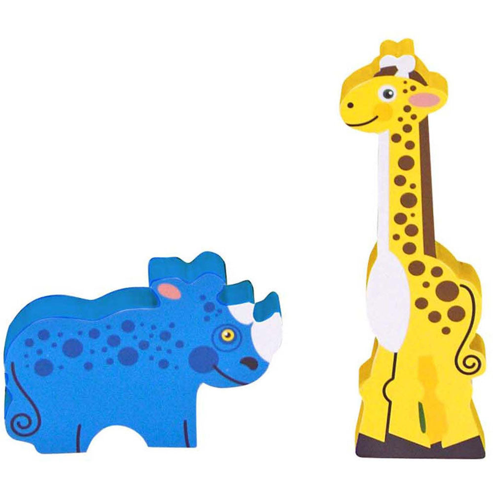 Melissa & Doug Wooden Chunky Puzzle Value Pack: Safari Animals + Farm Animals