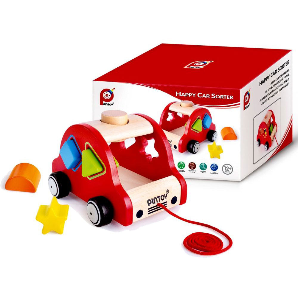 [DISCONTINUED] Pintoy Wooden Happy Car Sorter Pull-Along