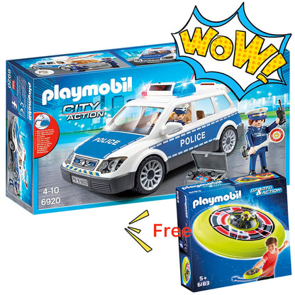 [DISCONTINUED] Playmobil City Action 6920 Police Car With Lights and Sound & FREE Cosmic Flying Disc