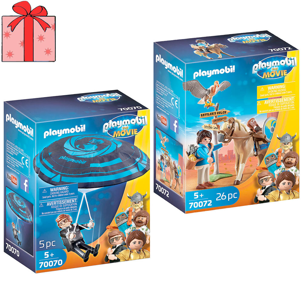 [DISCONTINUED] Playmobil The Movie Value Pack: Rex Dasher with Parachute + Marla with Horse + Gift Wrapping