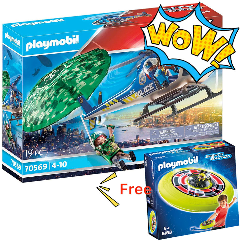[DISCONTINUED] Playmobil City Action 70569 Police Parachute Search & FREE Cosmic Flying Disc