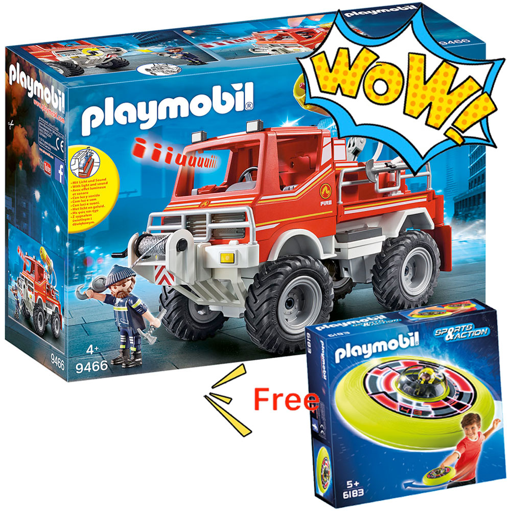 [DISCONTINUED] Playmobil City Action 9466 Fire Truck & FREE Cosmic Flying Disc