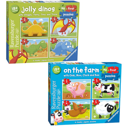 Ravensburger 2, 3, 4 & 5pc My First Puzzle Value Pack: Jolly Dinos + On the Farm