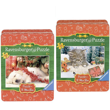 Ravensburger Christmas Tin Box 80pc Puzzle Value Pack - Dog & Cat