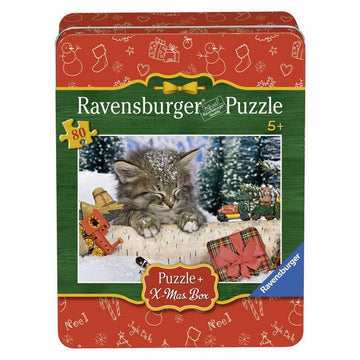 Ravensburger Cat in the Snow Christmas Tin Box Puzzle 80pc