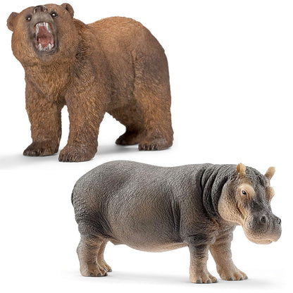 Schleich Wild Life Figurines Value Pack - Grizzly Bear & Hippopotamus