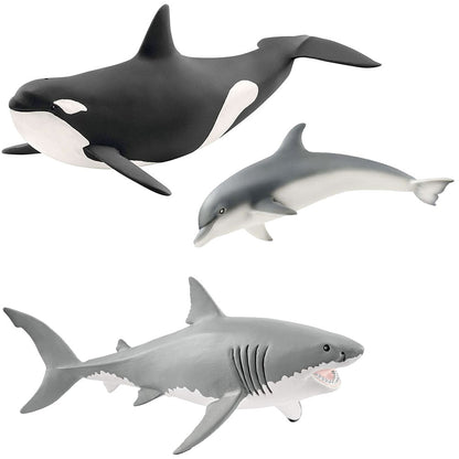 Schleich Wild Life Figurines Value Pack: Killer Whale + Dolphin + White Shark