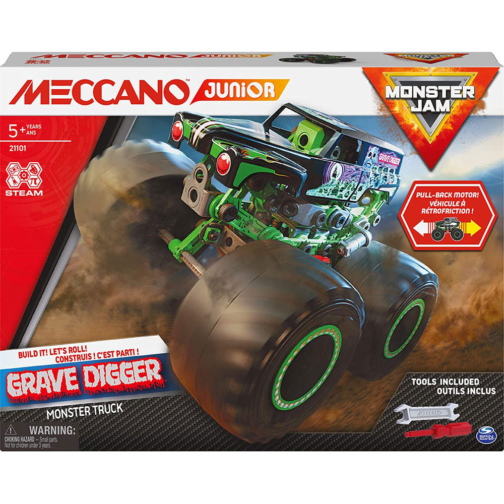 Meccano Junior Monster Jam Truck Building Kit with Pull-back Motor for kids aged 5 years and up