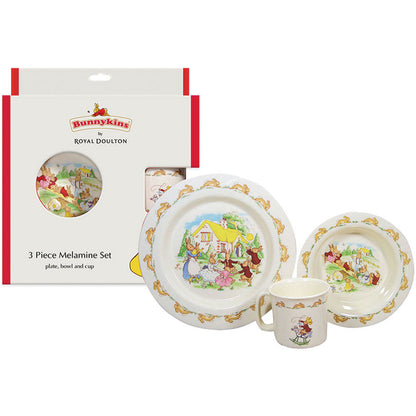 Bunnykins Running Bunnies 3 Piece Melamine Dinner Set