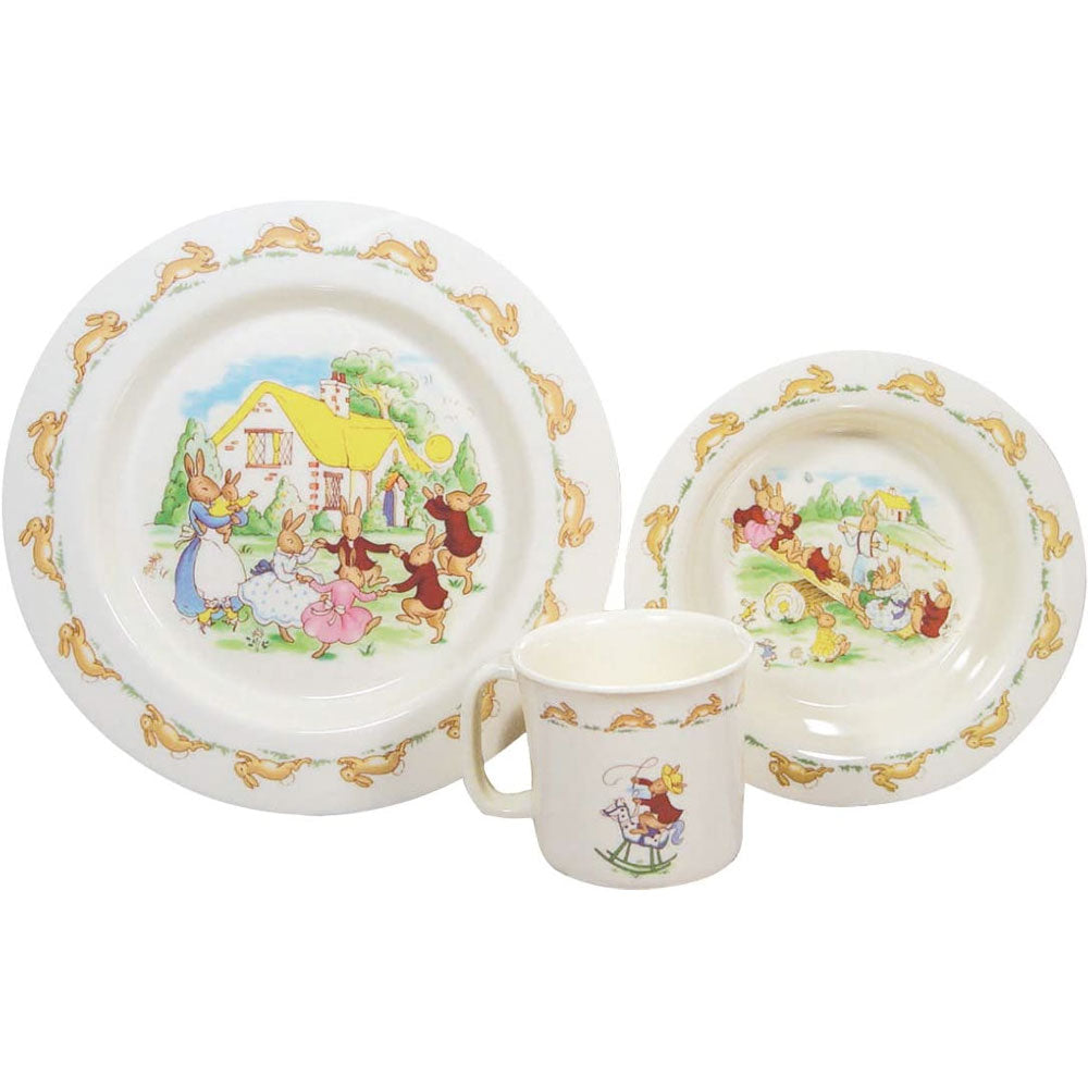 Bunnykins Running Bunnies 3 Piece Melamine Dinner Set