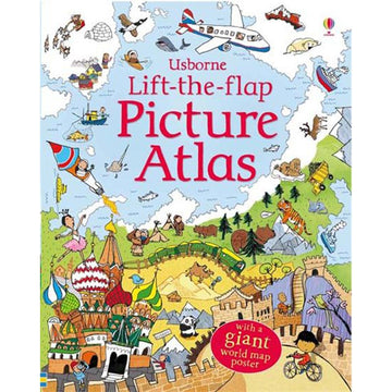 Usborne Lift-the-Flap Picture Atlas Board Book with World Map