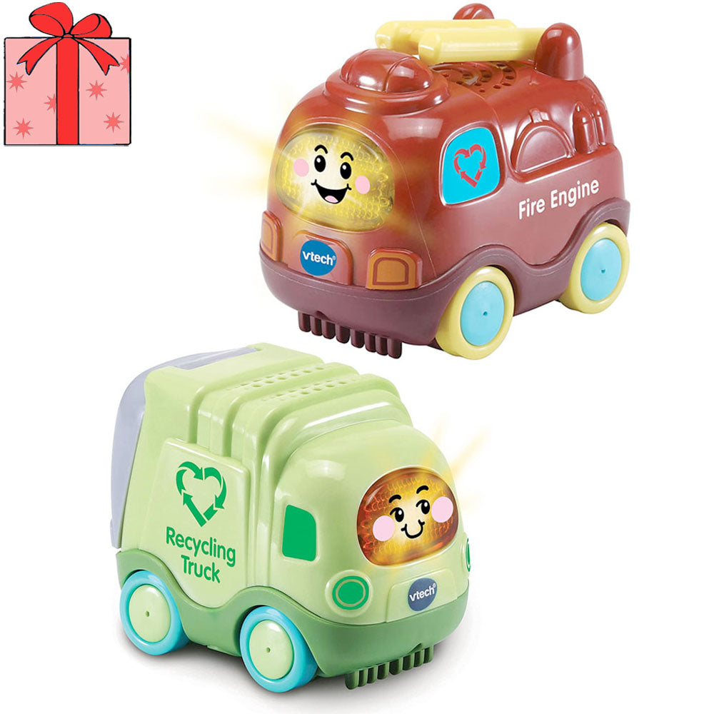[DISCONTINUED] VTech Toot-Toot Drivers Eco-friendly Special Edition Value Pack: Fire Engine + Recycling Truck + Gift Wrapping