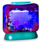 A full colour underwater world decorated 400ml capacity tank with lid and LED base which works with batteries